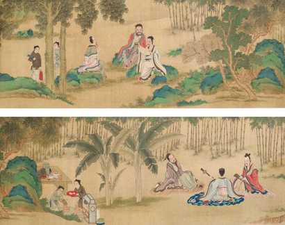 佚名 清或日本，19世纪， 竹林七贤图
